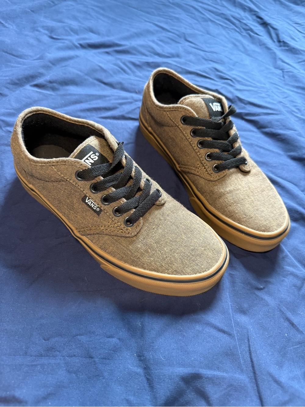 Vans Brown Canvas Low-Top Sneakers with Gum Sole